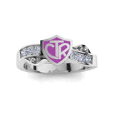 CTR Shield Scroll Ring, Diamond-set, 14K #403