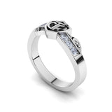 CTR Shield Scroll Ring, Stone-set, Silver #403