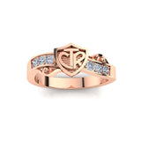 CTR Shield Scroll Ring, Diamond-set, 14K #403