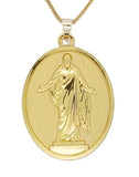 Christus Large Medallion Necklace, Plated #314