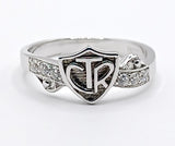 CTR Shield Scroll Ring, Diamond-set, 14K #403