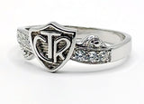 CTR Shield Scroll Ring, Diamond-set, 14K #403